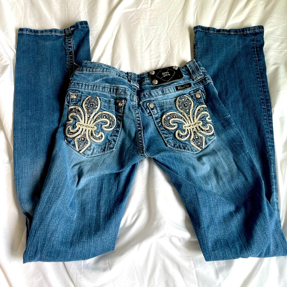 Miss Me 90s Skinny Bootcut Jeans Pocket Embroidery 💙🤍